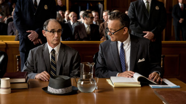 Tom Hanks is Brooklyn lawyer James Donovan and Mark Rylance is Rudolf Abel, a Soviet spy arrested in the U.S. in the dramatic thriller BRIDGE OF SPIES, directed by Steven Spielberg.